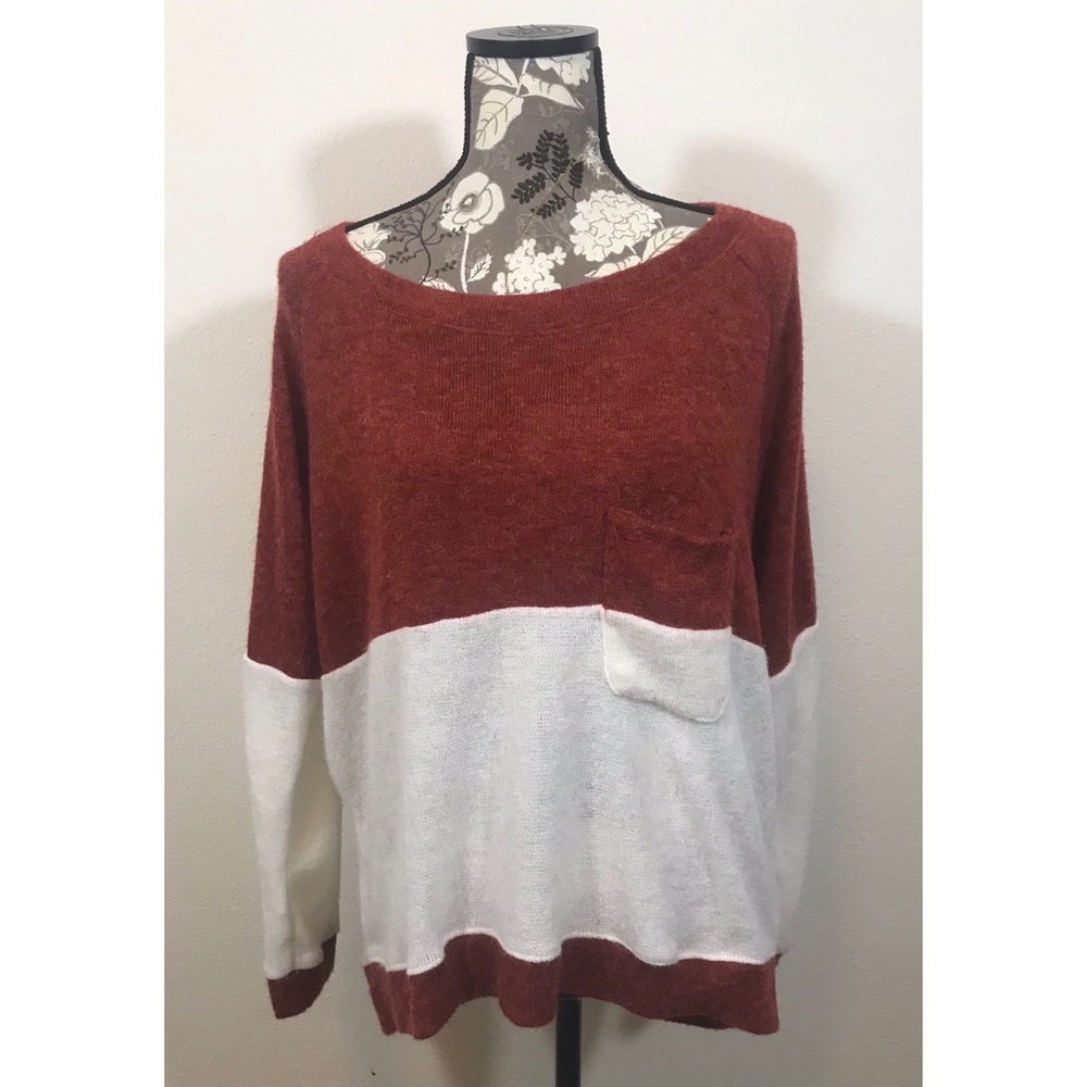 EUC SHEIN red & white crew neck sweater